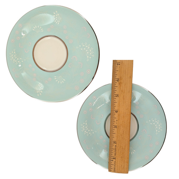 Castleton China “Corsage” Aqua Floral Dinnerware Set Of 5 Cup Plater Salad Bread - Picture 7 of 10